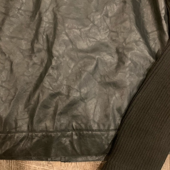 Faux Leather Jacket w/ rib knit sleeves - Picture 4 of 5